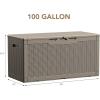 imageDevoko 85 Gallon Deck Box Lockable Resin Outdoor Storage Box waterproof Outdoor Container for Patio Furniture Cushions Pillow BrownLight Brown