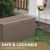 imageDevoko 85 Gallon Deck Box Lockable Resin Outdoor Storage Box waterproof Outdoor Container for Patio Furniture Cushions Pillow BrownLight Brown