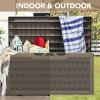 imageDevoko 85 Gallon Deck Box Lockable Resin Outdoor Storage Box waterproof Outdoor Container for Patio Furniture Cushions Pillow BrownLight Brown