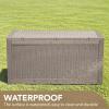 imageDevoko 85 Gallon Deck Box Lockable Resin Outdoor Storage Box waterproof Outdoor Container for Patio Furniture Cushions Pillow BrownLight Brown