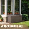 imageDevoko 85 Gallon Deck Box Lockable Resin Outdoor Storage Box waterproof Outdoor Container for Patio Furniture Cushions Pillow BrownLight Brown