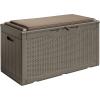 imageDevoko 85 Gallon Deck Box Lockable Resin Outdoor Storage Box waterproof Outdoor Container for Patio Furniture Cushions Pillow BrownLight Brown