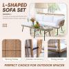 imageDevoko Outdoor Patio Furniture Set Outdoor Sectional Conversation Rope Woven LShaped Sofa Set with Patio Table and Thick Cushions for Backyard Porch Balcony Garden White