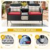 imageDevoko Outdoor Patio Loveseat Modern Rattan 2Seat Patio Conversation Set with Cushions ampamp Builtin Coffee Table Porch Furniture for Garden Lawn Backyard GreyRed