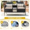 imageDevoko Outdoor Patio Loveseat Modern Rattan 2Seat Patio Conversation Set with Cushions ampamp Builtin Coffee Table Porch Furniture for Garden Lawn Backyard GreyBeige