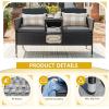 imageDevoko Outdoor Patio Loveseat Modern Rattan 2Seat Patio Conversation Set with Cushions ampamp Builtin Coffee Table Porch Furniture for Garden Lawn Backyard GreyGrey