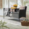imageDevoko Outdoor Patio Loveseat Modern Rattan 2Seat Patio Conversation Set with Cushions ampamp Builtin Coffee Table Porch Furniture for Garden Lawn Backyard GreyGrey