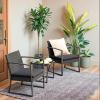 imageDevoko PP Patio Furniture Set 3 Piece All Weather Outdoor Bistro Chairs with Cushions and Coffee Table for Outside Garden Balcony Porch BlackBlack