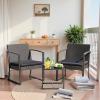 imageDevoko PP Patio Furniture Set 3 Piece All Weather Outdoor Bistro Chairs with Cushions and Coffee Table for Outside Garden Balcony Porch BlackBlack