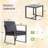 imageDevoko PP Patio Furniture Set 3 Piece All Weather Outdoor Bistro Chairs with Cushions and Coffee Table for Outside Garden Balcony Porch BlackBlack