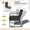 imageDevoko PP Patio Furniture Set 3 Piece All Weather Outdoor Bistro Chairs with Cushions and Coffee Table for Outside Garden Balcony Porch BlackBlack