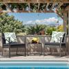 imageDevoko PP Patio Furniture Set 3 Piece All Weather Outdoor Bistro Chairs with Cushions and Coffee Table for Outside Garden Balcony Porch BlackBlack