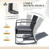 imageDevoko PP Patio Furniture Set 3 Piece All Weather Outdoor Bistro Chairs with Cushions and Coffee Table for Outside Garden Balcony Porch BlackGrey