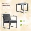 imageDevoko PP Patio Furniture Set 3 Piece All Weather Outdoor Bistro Chairs with Cushions and Coffee Table for Outside Garden Balcony Porch BlackGrey