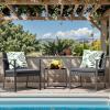 imageDevoko PP Patio Furniture Set 3 Piece All Weather Outdoor Bistro Chairs with Cushions and Coffee Table for Outside Garden Balcony Porch BlackGrey