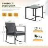 imageDevoko PP Patio Furniture Set 3 Piece All Weather Outdoor Bistro Chairs with Cushions and Coffee Table for Outside Garden Balcony Porch BlackGrey