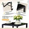 imageDevoko PP Patio Furniture Set 3 Piece All Weather Outdoor Bistro Chairs with Cushions and Coffee Table for Outside Garden Balcony Porch BlackGrey