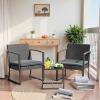 imageDevoko PP Patio Furniture Set 3 Piece All Weather Outdoor Bistro Chairs with Cushions and Coffee Table for Outside Garden Balcony Porch BlackGrey