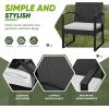 imageDevoko PP Patio Furniture Set 3 Piece All Weather Outdoor Bistro Chairs with Cushions and Coffee Table for Outside Garden Balcony Porch BlackWhite