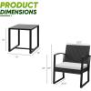 imageDevoko PP Patio Furniture Set 3 Piece All Weather Outdoor Bistro Chairs with Cushions and Coffee Table for Outside Garden Balcony Porch BlackWhite