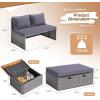 imageDevoko Patio Day Bed with 2 Side Tables Outdoor Daybed Set MultifunctionalRattan Lounge Bed for Backyard Porch Poolside Lawn Beach GrayGrey