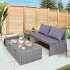 imageDevoko Patio Day Bed with 2 Side Tables Outdoor Daybed Set MultifunctionalRattan Lounge Bed for Backyard Porch Poolside Lawn Beach GrayGrey