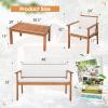imageDevoko Patio Furniture 4 Piece Acacia Wood Outdoor Conversation Sofa Set with Table ampamp Cushions Porch Chairs for Garden Deck Backyard Natural4 PIECES