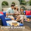 imageDevoko Patio Furniture Sets 6 Pieces Outdoor Sectional Rattan Sofa Manual Weaving Wicker Patio Conversation Set with Glass Table and Cushion BeigeAegean Blue