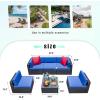 imageDevoko Patio Furniture Sets 6 Pieces Outdoor Sectional Rattan Sofa Manual Weaving Wicker Patio Conversation Set with Glass Table and Cushion BeigeAegean Blue