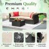 imageDevoko Patio Furniture Sets 6 Pieces Outdoor Sectional Rattan Sofa Manual Weaving Wicker Patio Conversation Set with Glass Table and Cushion BeigeBeige