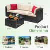 imageDevoko Patio Furniture Sets 6 Pieces Outdoor Sectional Rattan Sofa Manual Weaving Wicker Patio Conversation Set with Glass Table and Cushion BeigeBeige