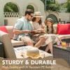 imageDevoko Patio Furniture Sets 6 Pieces Outdoor Sectional Rattan Sofa Manual Weaving Wicker Patio Conversation Set with Glass Table and Cushion BeigeBeige