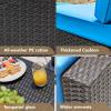 imageDevoko Patio Furniture Sets 6 Pieces Outdoor Sectional Rattan Sofa Manual Weaving Wicker Patio Conversation Set with Glass Table and Cushion BeigeBlue