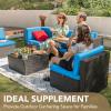 imageDevoko Patio Furniture Sets 6 Pieces Outdoor Sectional Rattan Sofa Manual Weaving Wicker Patio Conversation Set with Glass Table and Cushion BeigeBlue