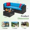 imageDevoko Patio Furniture Sets 6 Pieces Outdoor Sectional Rattan Sofa Manual Weaving Wicker Patio Conversation Set with Glass Table and Cushion BeigeBlue
