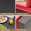 imageDevoko Patio Furniture Sets 6 Pieces Outdoor Sectional Rattan Sofa Manual Weaving Wicker Patio Conversation Set with Glass Table and Cushion BeigeRed
