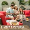 imageDevoko Patio Furniture Sets 6 Pieces Outdoor Sectional Rattan Sofa Manual Weaving Wicker Patio Conversation Set with Glass Table and Cushion BeigeRed