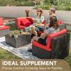 imageDevoko Patio Furniture Sets 6 Pieces Outdoor Sectional Rattan Sofa Manual Weaving Wicker Patio Conversation Set with Glass Table and Cushion BeigeRed