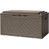 imageDevoko 120 Gallon Deck Box Resin Outdoor Storage Box Waterproof for Patio Large Outdoor Storage Bench Lockable for Outside Deep BrownBrown