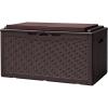 imageDevoko 120 Gallon Deck Box Resin Outdoor Storage Box Waterproof for Patio Large Outdoor Storage Bench Lockable for Outside Deep BrownDeep Brown