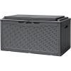 imageDevoko 120 Gallon Deck Box Resin Outdoor Storage Box Waterproof for Patio Large Outdoor Storage Bench Lockable for Outside Deep BrownGray