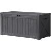 imageDevoko 120 Gallon Deck Box Resin Outdoor Storage Box Waterproof for Patio Large Outdoor Storage Bench Lockable for Outside Deep BrownGrey