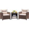 imageDevoko 3 Pieces Patio Furniture Set PE Rattan Wicker Patio Set with Two Outdoor Chairs and Table Upgraded Patio Chairs and Table for Porch Garden Poolside Balcony