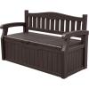 imageDevoko 80 Gallon Storage Bench Deck Box Lockable for Patio Furniture Garden Decor and Outdoor Seating for Cushions Garden Tools and Pool Supplies BlackDark Brown