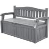imageDevoko 80 Gallon Storage Bench Deck Box Lockable for Patio Furniture Garden Decor and Outdoor Seating for Cushions Garden Tools and Pool Supplies BlackGrey