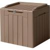 imageDevoko 85 Gallon Deck Box Lockable Resin Outdoor Storage Box waterproof Outdoor Container for Patio Furniture Cushions Pillow BrownLight Brown