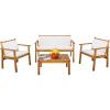 imageDevoko Patio Furniture 4 Piece Acacia Wood Outdoor Conversation Sofa Set with Table ampamp Cushions Porch Chairs for Garden Deck Backyard Natural4 PIECES