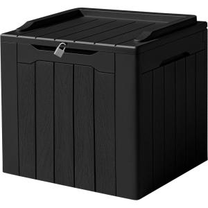 imageDevoko 85 Gallon Deck Box Lockable Resin Outdoor Storage Box waterproof Outdoor Container for Patio Furniture Cushions Pillow BrownBlack