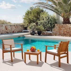 imageDevoko Patio Furniture 4 Piece Acacia Wood Outdoor Conversation Sofa Set with Table ampamp Cushions Porch Chairs for Garden Deck Backyard Natural3 Piece
