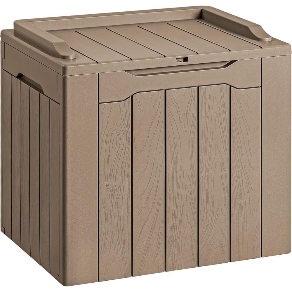 Devoko 80 Gallon Storage Bench Deck Box - Lockable Outdoor Patio Furniture & Seating